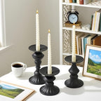 GUTE Pillar Candle Holders 3 Pcs Matte Black Metal Candlestick Decor - Image 4