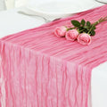 8 Pack Rose Pink Cheesecloth Table Runner 120 Inch Boho Wedding Decor by Fixwal