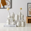 Set of 9 Ceramic Bud Vases for Pampas Grass Flowers, Small Vases in Bulk for Centerpieces Boho Vases for Wedding Decorations Neutral Living Room and Bedroom Decor DIY Gift (White) by Fulloog
