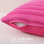 decorUhome Fall Faux Fur Throw Pillow Covers 26x26 Set of 2 Hot Pink - Image 3
