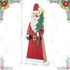 Glitzhome 30"H Christmas Chunky Wood Santa Porch Sign,Standing Santa Porch Decor,Rustic Merry Christmas Welcome Sign for Holiday Party Outdoor Indoor Xmas Decorations - Image 2