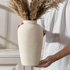Emotionally Grounded Vase, Vaseking Large Ceramic Rustic Vase, 11 inch Minimalist Decorative Farmhouse Tall Vases for Home Decor, Living Room, Enterway, Table Decoration, Fossil - Image 4
