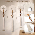 Tegeme 3 pcs Macrame Wall Hanging decor, Woven Tassel, Beige, Wood - Image 2