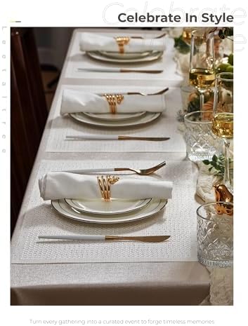 Leetaltree Woven Vinyl Placemats Set of 24, White Sequin - Image 3