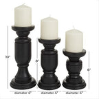 Deco 79 Mango Wood Decorative Candle Holder Turned Style Pillar Candle Stand, Set of 3 Candlestick Holder 10', 8', 6'H, Black - Image 6