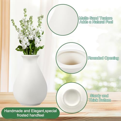 15 Pack White Ceramic Bud Vases Bulk, 3.9 Inch Small Boho Flower Vase, Matte White Vase for Centerpieces, Pampas Grass, Dried Flowers, Wedding Table and Home Décor - Image 3