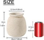 Ceramic Flower Vases Home Decor, Rustic Farmhouse Decorative Vase Pottery Wide-Mouth Vases for Home Decor Table Living Room Entryway Mantel Bookshelf Bedroom Bathroom Kitchen - 7.48" W - Image 2