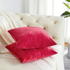 GIGIZAZA Decorative Throw Pillow Covers 18 x 18, Red Soft Pillow Covers Velvet,Set of 4 Decor Square Cushion Covers - Image 2