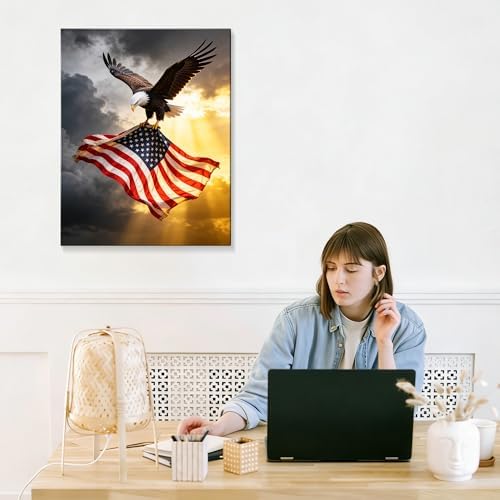 HomeifHue July 4th Patriotic Canvas Wall Art 4th of July USA Decorations American Flag Painting Picture Eagle Pictures for Wall Decor Independence Day Home Decor（F4 24x36in） - Image 7