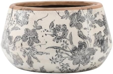 Ceramic Planter Pot, Grey Flower Pot with Drainage Hole, 7.8in by Unknown