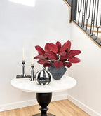 Briful Artificial Magnolia Leaves Stems 3 Pack 22in Red Fake Magnolia Branches for Vase Fall Leaves Stems for Home Room Arrangements Centerpieces Thanksgiving Décor (Vase Not Included) - Image 4
