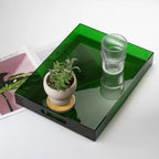 ATZYmolin 16"x12" Large Acrylic Serving Tray, Vanity Platter, Green - Image 2