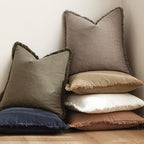 Foindtower Decorative Linen Fringe Throw Pillow Covers 26×26 Inch,Brown Tan - Image 6