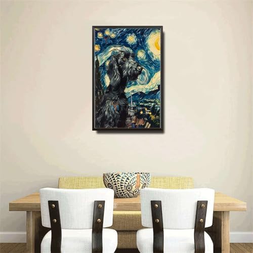 Metal Sign Vintage Tin Sign Afghan Hound Starry Night Elegant Canine in A Whimsical Sky for Home Decor Art Studios and New Year's Celebrations Rustproof Aluminum 6×8 Inches with Metal Frame - Image 4