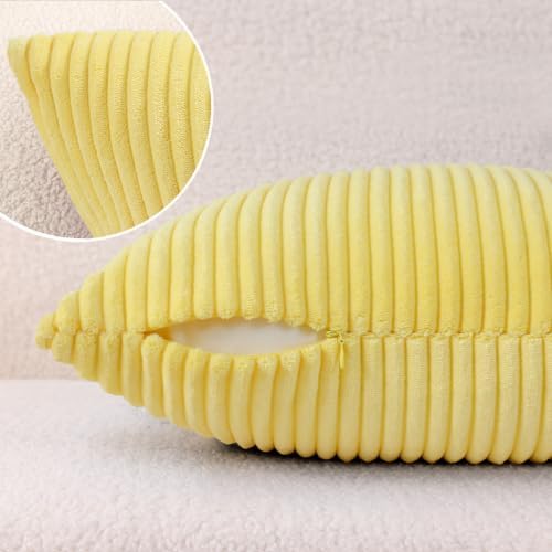 Mecatny Corduroy Throw Pillow Covers 26x26 Set of 2 Sundress Yellow - Image 5