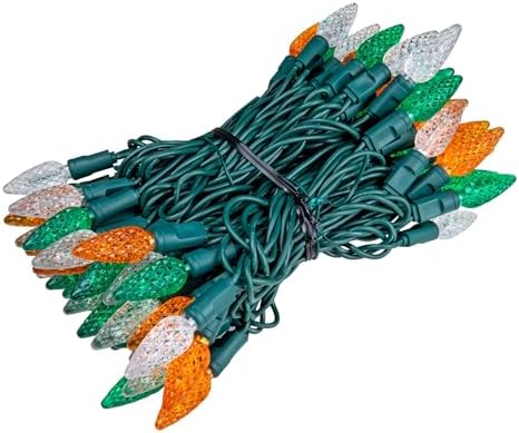 Novelty Lights 24FT 70 LED C6 Green, White, Orange St. Patrick's Day Lights - Image 4