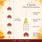 Wonderjune 4 Pcs Diwali Lotus Garland Wooden Hanging Decor for Pooja,Wall - Image 2