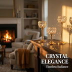Crystal Candle Holders 2 Set of 6 - Gold Vintage Hollow Ball Candle Stand for Table Centerpiece, Crystal Metal Tealight Candlestick for Wedding, Dining Room Decor - Image 6