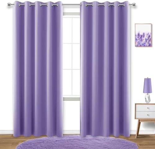 KOUFALL 72x84 Inches Long Purple Blackout Curtains for Living Room by KOUFALL