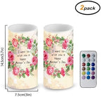 Floral Candles Battery Operated Flameless Candles with Remote Decorations LED Fake Candles for Home Bedroom Mother Day Table Decor 3 inch Set of 2 - Image 3
