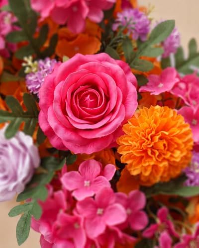 36inch Aisle Flower Garland with Chiffon Sheer Drape, Bright Multi-Color Rose with Hydrangea & Chrysanthemum Artificial Flowers, Floral Runner for Wedding Arch, Backdrop, Table Decor, Ceremony Pathway - Image 6