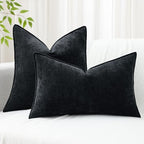 decorUhome Chenille Black Velvet Throw Pillow Covers 26x26 Set of 2 - Image 5