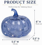 Indigo Blue Crackle Glass Pumpkin Light with 2 Lighting Modes and 6-Hour Timer, 5.5 x 6 Inch Battery Operated Fall Decor for Halloween, Thanksgiving and Christmas - Image 7