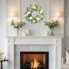 White Orchid Wreath for Front Door, 22 Inch Spring Summer Wreath with Soft Lamb's Ear and Cream Berries, Handcrafted Artificial Floral Wreath for Farmhouse, Indoor and Outdoor Year-Round Decor - Image 6