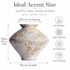 Wabi Sabi Rusty Vintage Vase, 11.4" Tall Wabi Sabi Decor Rustic Farmhouse Pottery Vase for Centerpiece, Textured Pottery Flower Vases for Home Decorative, Table, Living Room (White, Large) - Image 2