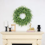 26" Large Artificial Eucalyptus Wreath, for Front Door Decor(Green) - Image 4