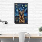 Metal Sign Tin Sign Vintage Wall Art German Shepherd Starry Night Shepherd Loyal Shepherd in A Night Sky for Home Farm and Seasonal Displays Rustproof Aluminum 12×16 Inches with Metal Frame - Image 3