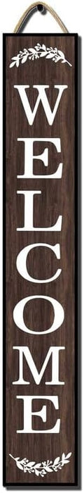 48 * 8 Inch - Welcome Sign for Front Door - Wood Plank Combo Set, Standing + Hanging Porch Decor, Large Rustic, Indoor/Outdoor by Hilonret