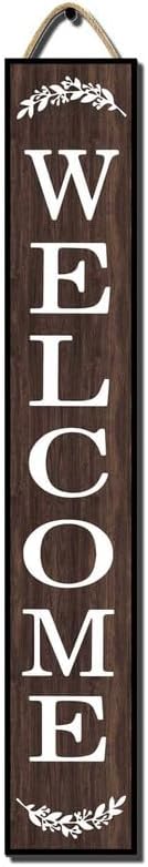 48 * 8 Inch - Welcome Sign for Front Door - Wood Plank Combo Set, Standing + Hanging Porch Decor, Large Rustic, Indoor/Outdoor by Hilonret