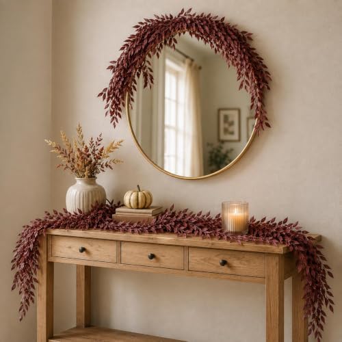 4 PCS 6.5Ft Artificial Fall Leaves Garland with Italian Ruscus Greenery - Image 5