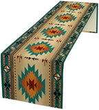 Aztec Southwest Table Runner, Teal Abstract Geometric Tribal Ethnic Native Vintage Pattern for Home Kitchen Table Decor Dining Coffee Room Party Decor 13x120in by Unknown
