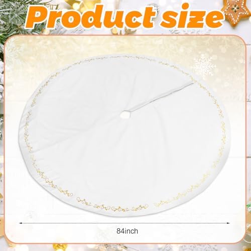 HyDren 84 inch Velvet Christmas White Tree Skirt (Classical Style) - Image 2