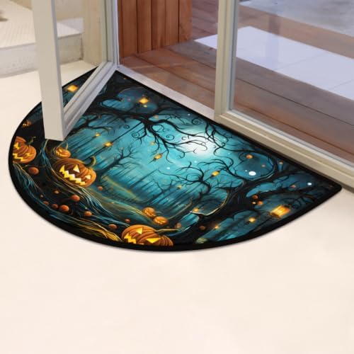 Halloween Pumpkin Forest Door Mat for Indoor Entrance Half Round Doormat Door Mats Absorbent Welcome Mats 24" x 36" Floor Mats Non-Slip Entryway Rug for Home Bathroom - Image 6