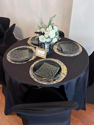 Black and Gold Placemats Set of 100 Disposable Gold Doilies Charger Round Metallic Glitter Foil Pressed Dining Table Decoration Centerpieces for Party Wedding Birthday - Image 5