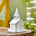 Sungmor Vintage Mini Church Cast Iron Tealight Lantern - Rustic White - Image 5