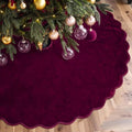 RoundFunny Burgundy Christmas Tree Skirt Velvet Tree Skirts, 60 Inch by RoundFunny