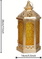 Candlestick Candle Barrels Moroccan Style Retro Lanterns Projection Lights Hollowed-Out Decorations Home Ramadan Hanging Outdoor Indoor Courtyard Porch Festival Weddings - Image 2