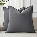 decorUhome Fall Dark Grey Linen Throw Pillow Covers 20x20 Set of 2 by decorUhome