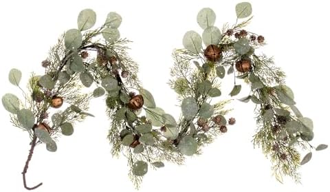 Vickerman 5' Artificial Winter Cedar, Pinecone, Eucalyptus, and Brown Jingle Bell Garland by Unknown