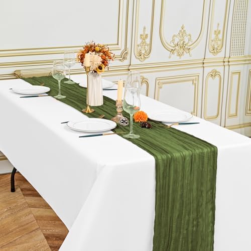 12 Pack Olive Green 10Ft Cheesecloth Table Runner - Image 4
