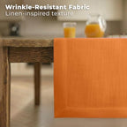 Easy Linen™ by D'Moksha, Linen-Look Texture, Recycled Fabric Table Runner, Orange, 14 x 108 Inch, Wrinkle Resistant, Machine Washable - Fall, Everyday Dining - Image 2