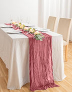 20 Pack Dusty Rose Cheesecloth Table Runner 17x108 Inch Boho Wrinkled Sheer Gauze Cheese Cloth Table Runner Bulk Romantic Decor for Wedding, Bridal Shower, Birthday Party - Image 5