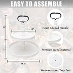 Vipush Farmhouse Two Tiered Tray,Distressed Wood Two Tier Tray,Decorative Rustic Wooden 2 Tier Serving Tray Cake Stand for Kitchen and Seasonal Decor,White - Image 3