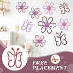 Wesiti 9 Pcs Boho Nursery Decor 3 Size Daisy Flower and Butterflies Woven Macrame Wall Hanging for Home Nursery Bedroom Dorm Wall Art(Fresh Color) - Image 4