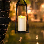 Homemory Outdoor Waterproof Flameless Candles, LED Candles, Battery Operated Candles with Remote and Timers, Electric Fake Plastic Pillar Candles, Ivory White, D3 H4 5" 6" 8" 8", Set of 5 - Image 5