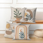 Bohemian Abstract Throw Pillow Covers 24"x24" Set of 4, Minimalist Geometric Leaves Sunset Moon Cushion Cover for Sofa Chair Couch Bed Office Garden Patio Farmhouse Indoor Outdoor - Image 3